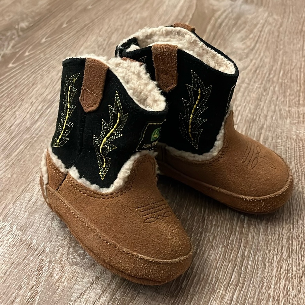 John Deere soft sole shoes/booties size 3 baby